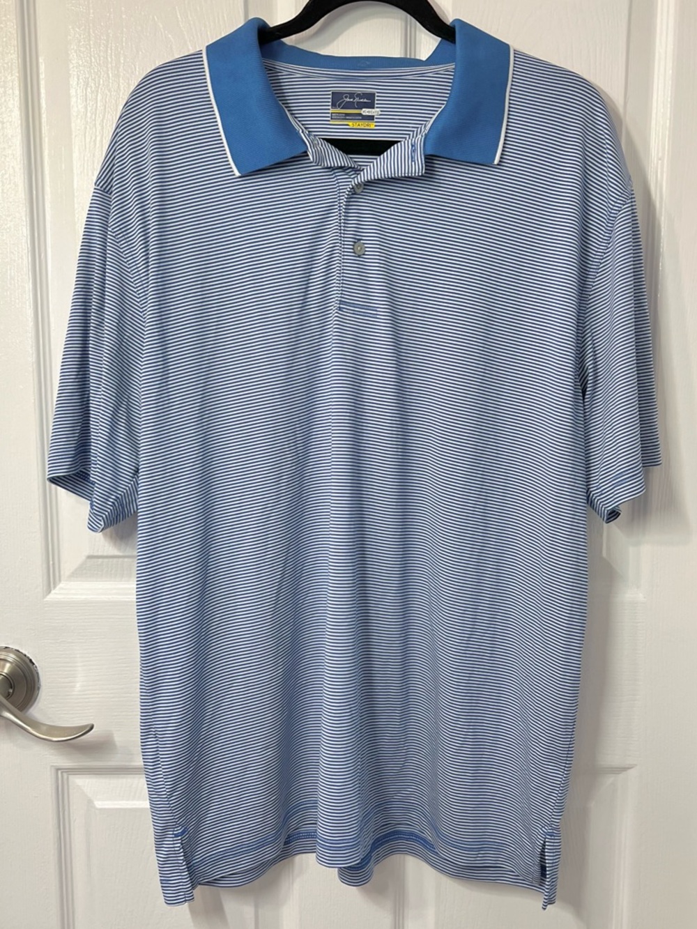 Jack Nicklaus StayDri Blue Striped Men's Polo Golf T-Shirt XL